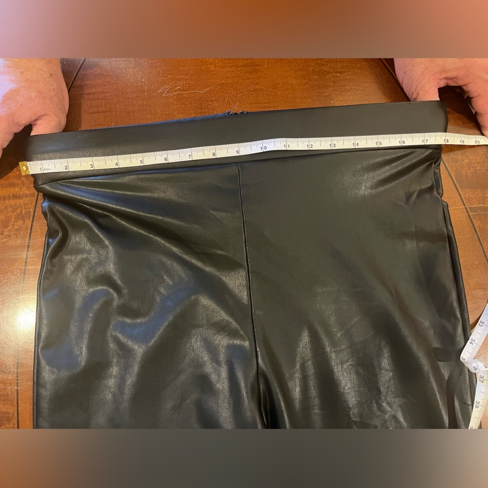 Anthropologie faux leather slit pants / leggings. Stretchy waist. Black. Size M - Picture 8 of 11